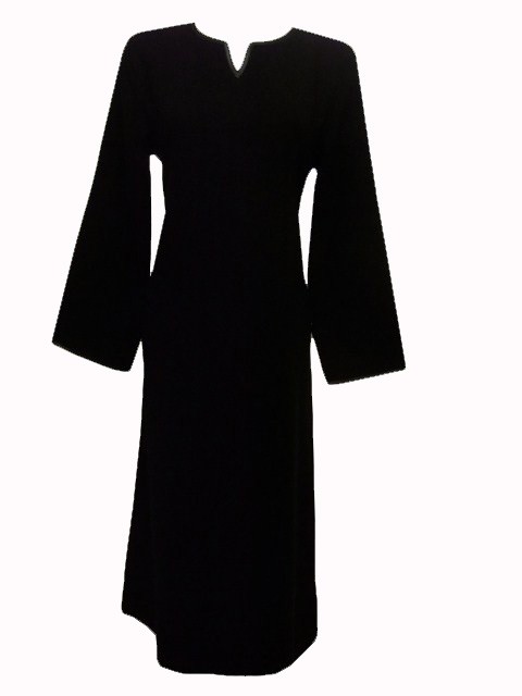 abaya simple crêpe épaisse satin sur col et manches El bassira