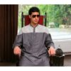 Qamis lawung LW138906 gris avec col marin