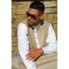 Qamis lawung LW14422 beige taupe et blanc