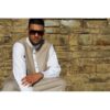Qamis lawung LW14422 beige taupe et blanc