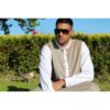 Qamis lawung LW14422 beige taupe et blanc