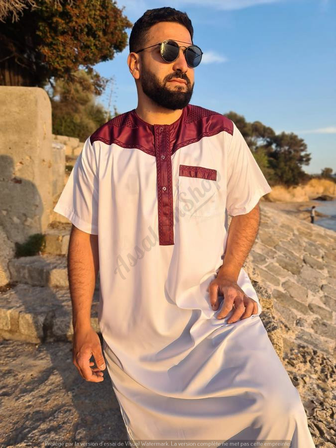 Qamis Atlas Dubaï Bi-color (Manches Courtes)