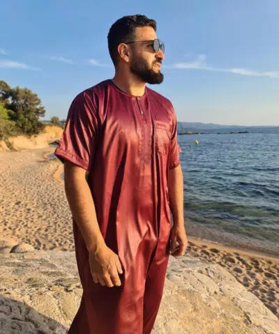Qamis Atlas dubaï couleur uni (manches courtes)