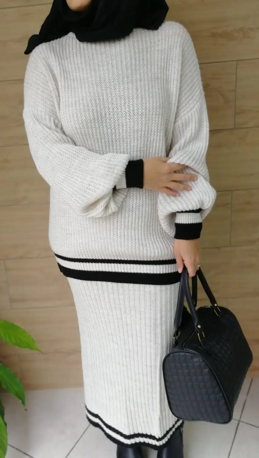 Ensemble Pull long et jupe effet effet "tricot"