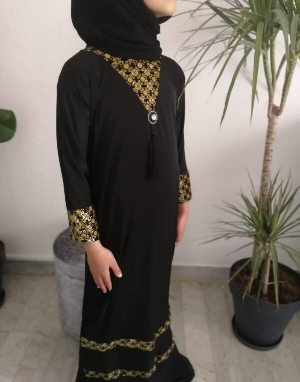 Robe petite de Dubai fillette imprimé doré