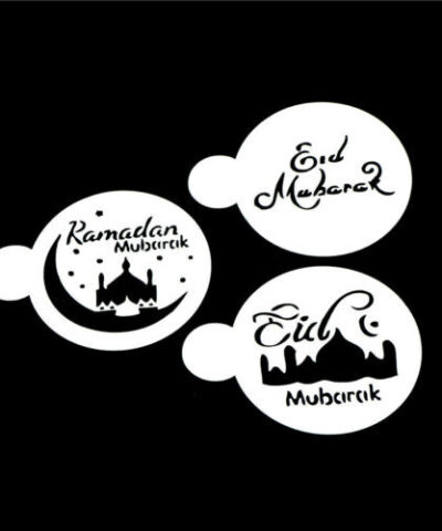 lot 3 pochoirs gâteaux/café/activités manuelles Eid Mubarak-Ramdan Mubarak