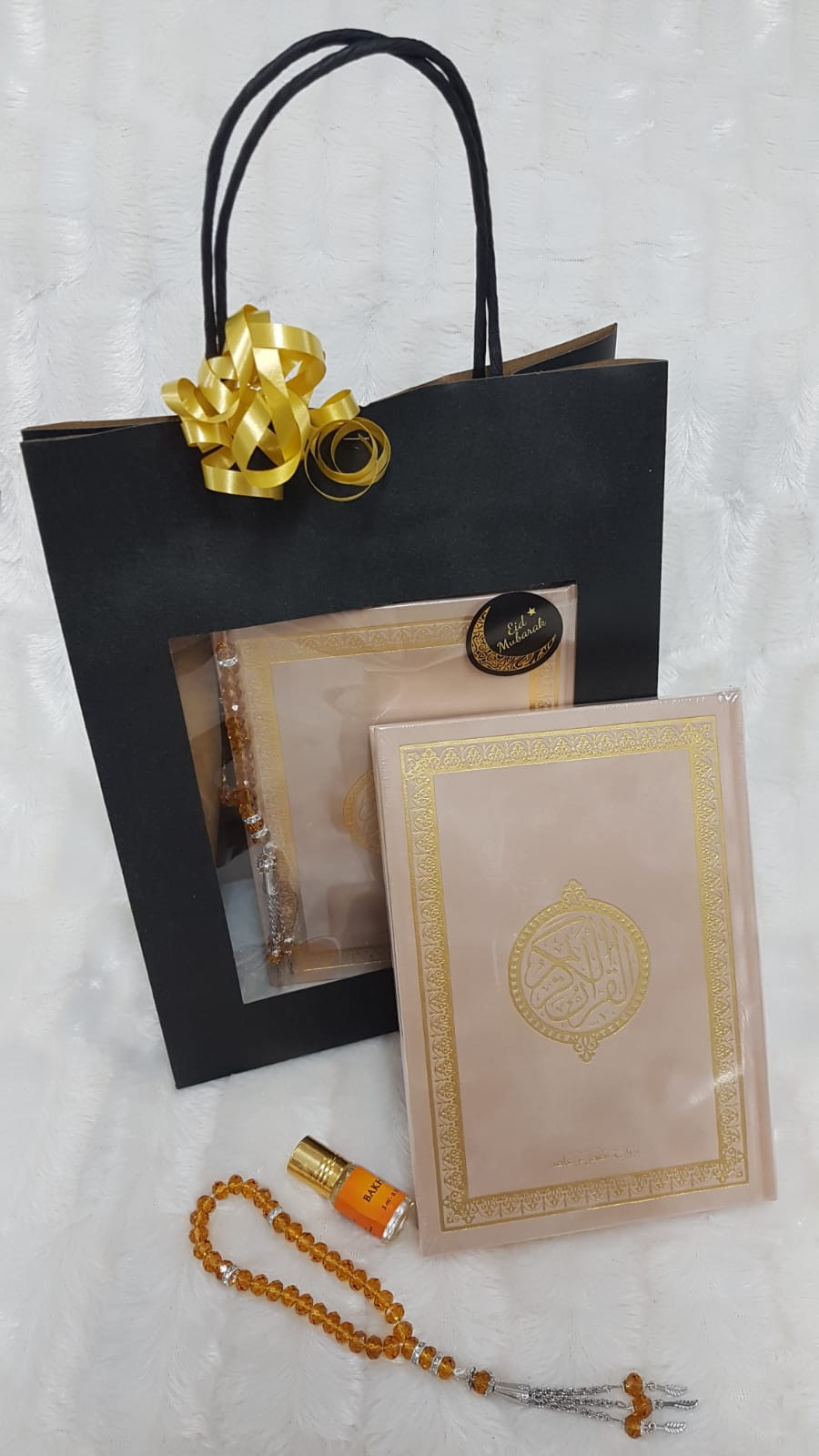 Pack Cadeau Coran: Coran luxe daim +musc + sebha