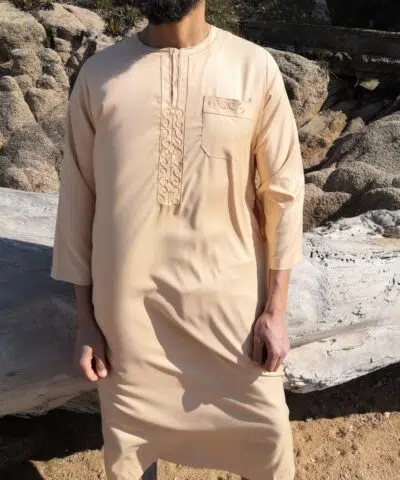 QAMIS IKAF style COTON  BRODERIE (MANCHES LONGUES)