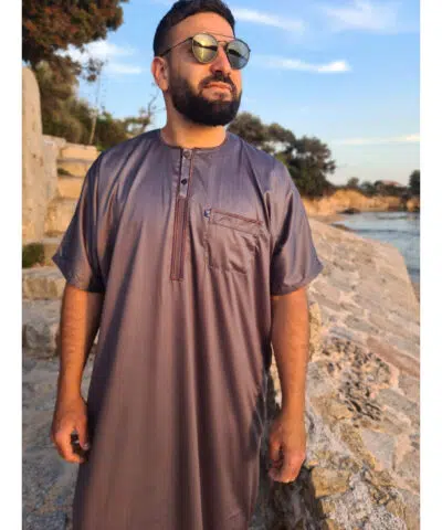 Qamis Ikaf glacé manches courtes