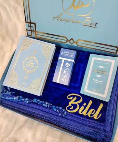 Coffret Grand CORAN Dark Blue Tapis épais Musk Karamat