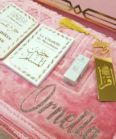 Alternative view of Coffret CORAN Duo Tapis épais ROSE Citadelle avec Marque page