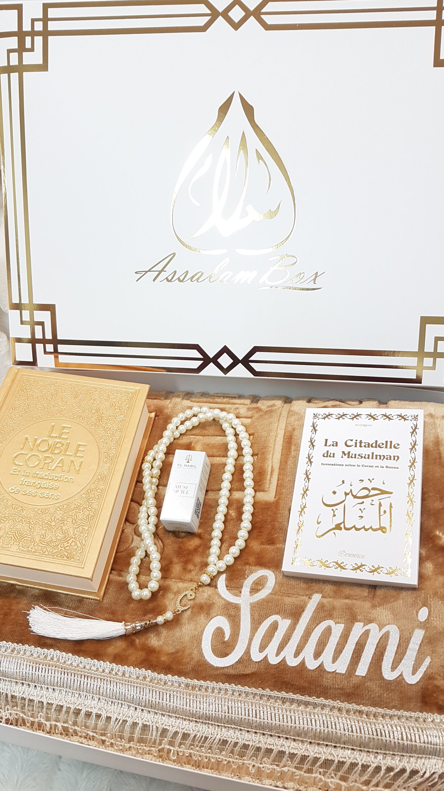 Coffret Or/ Blanc Tapis épais Coran