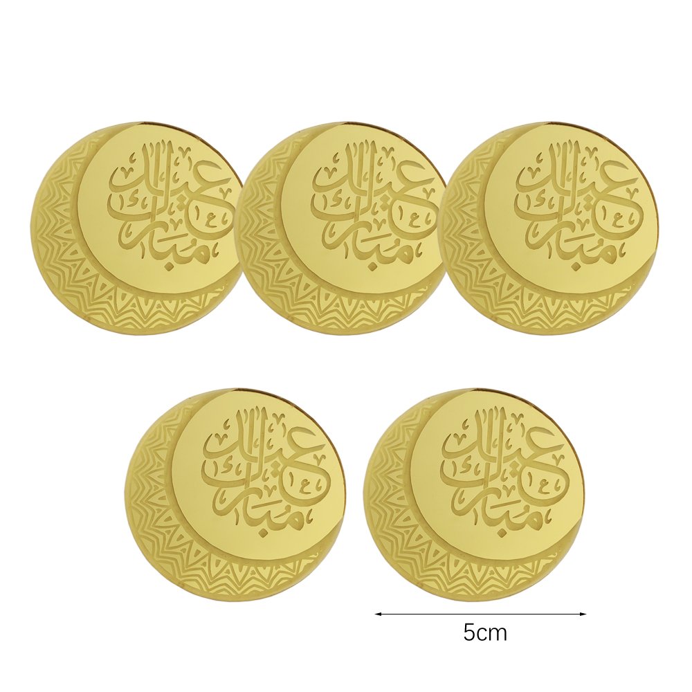 Lot de 5 décoration pour Cupcake EID MUBARAK en plexiglas doré Lune