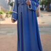 Robe Saliha avec bandes banches en soie de médine – Image 2