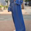 Robe Saliha avec bandes banches en soie de médine – Image 4