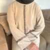 Robe Abaya Hasna uni avec bande pailletée – Image 6