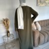 Robe Abaya Hasna uni avec bande pailletée – Image 10