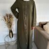 Robe Abaya Hasna uni avec bande pailletée – Image 3