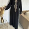 Robe Abaya Soie Médine broderies feuilles