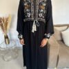 Abaya Robe avec broderies fleurs et ceinture – Image 3