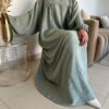 Abaya Robe en lin extra large fines rayures – Image 4