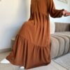 Abaya robe tissu Jazz deux volants – Image 4