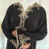 Robe Abaya Soie Médine broderies feuilles – Image 4
