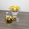 Brûleur d’encens décoratif cristal et couvercle doré Petit Format 11×6 cm – Image 2