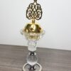 Brûleur d'encens décoratif avec base en cristal et couvercle doré 18x6 cm