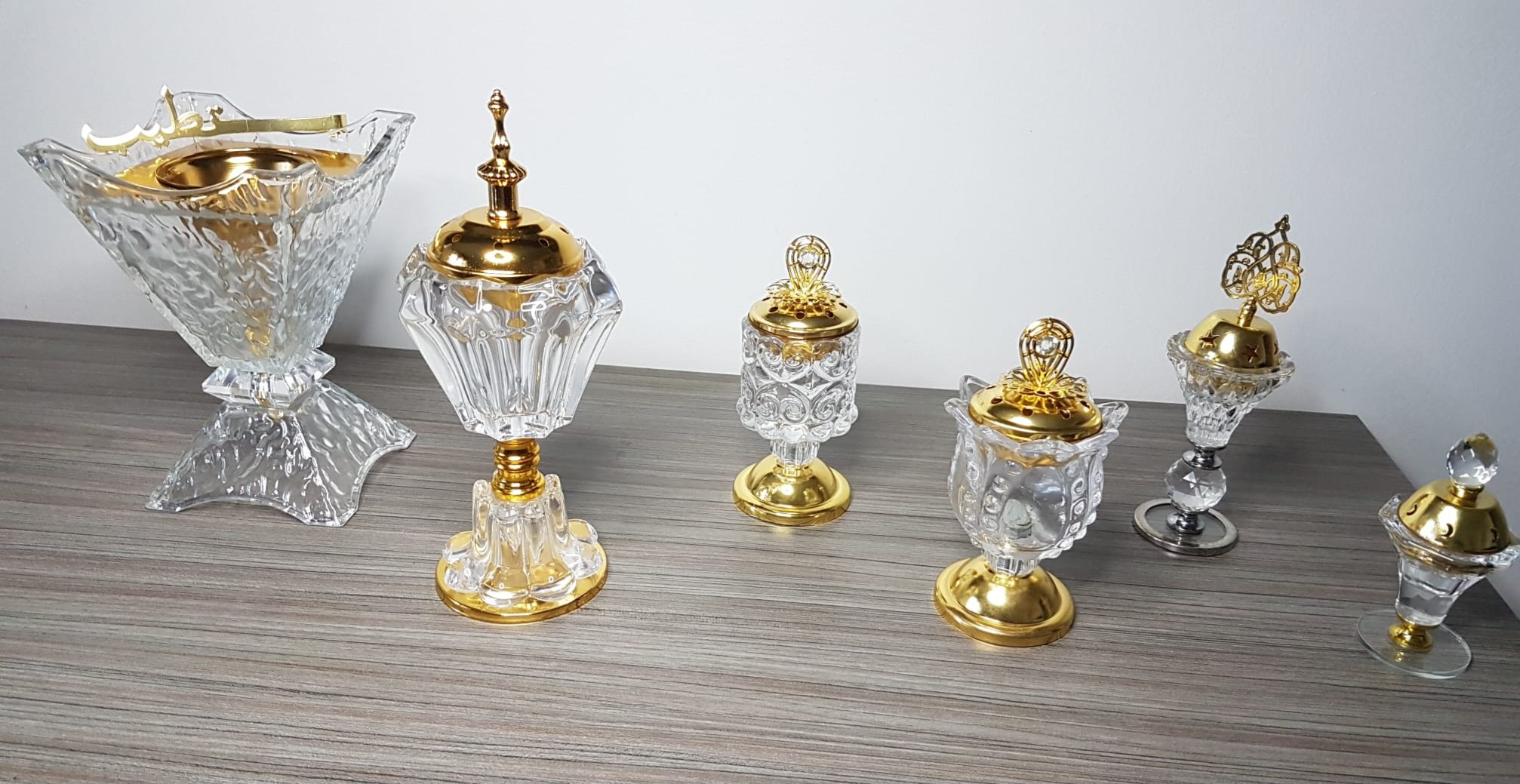 Brûleur d'Encens en Verre avec Détails Dorés - Format Moyen 15 x 8 cm – Image 4