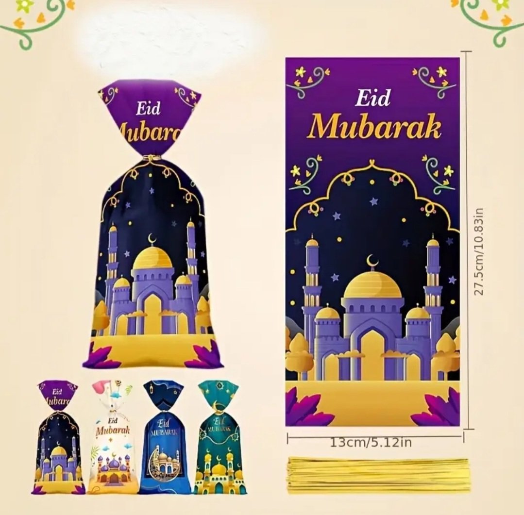5 SACHETS pour BONBONS EID MUBARAK + ATTACHES couleurs mélangées – Image 2