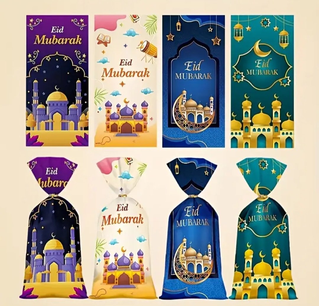 5 SACHETS pour BONBONS EID MUBARAK + ATTACHES couleurs mélangées – Image 3