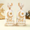 5 SACHETS pour BONBONS EID MUBARAK + ATTACHES blanc et doré