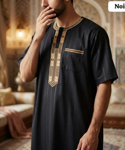Qamis Élégance Brodé manches courtes