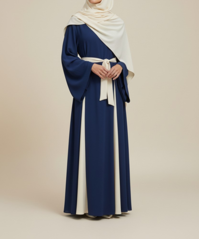 Robe Longue Drapée Bi-Color – Élégance Moderne