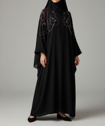 Abaya Kimono Papillon "Éclat de Perles" – Collection Prestige