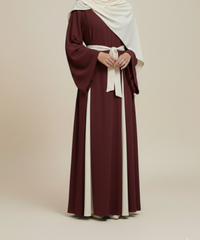 Alternative view of Robe Longue Drapée Bi-Color – Élégance Moderne