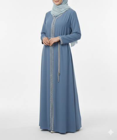 Abaya "Éclat de Cristal" – Coupe Fluide & Finitions Cristallines