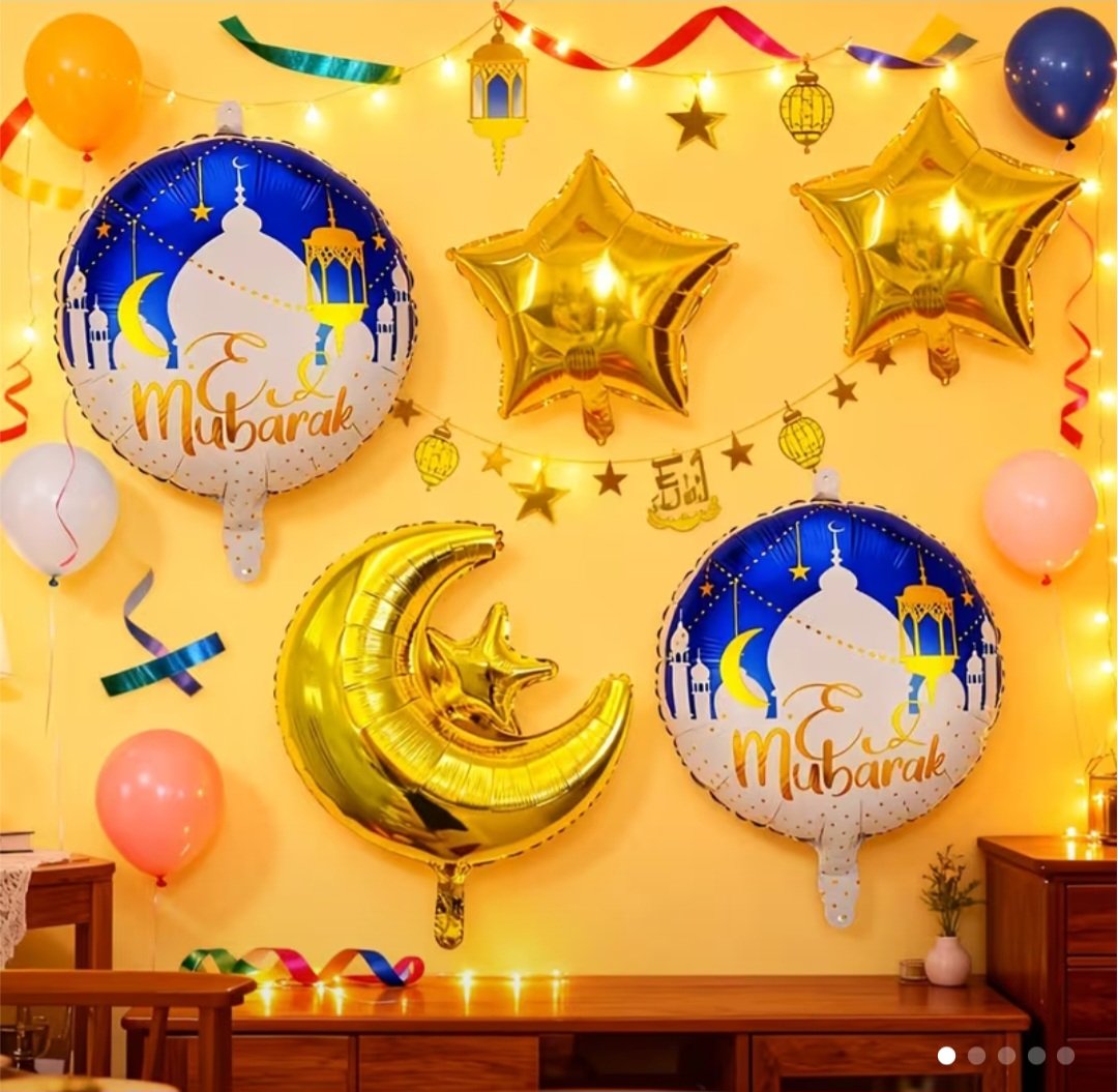 Ensemble de Ballons Décoratifs Eid Mubarak - 5 Pièces
