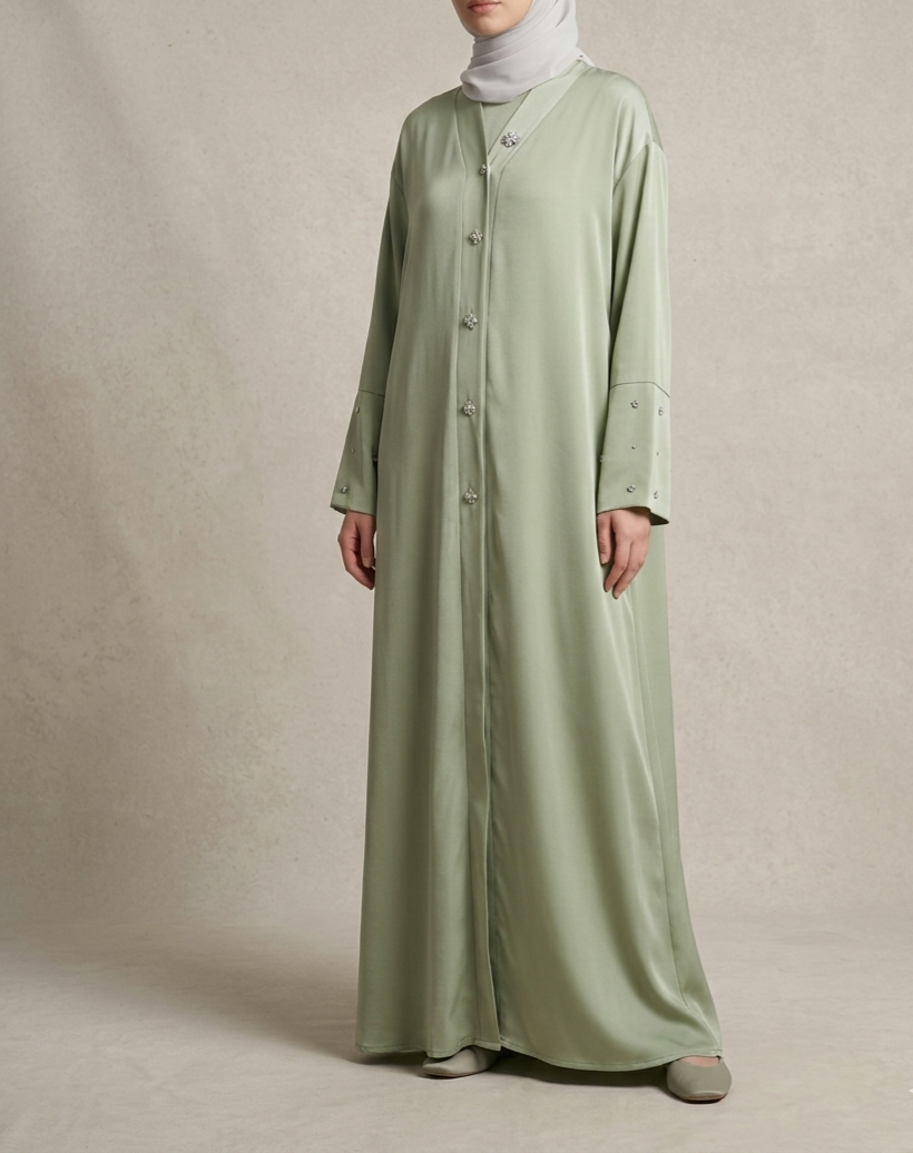 Abaya Kimono "L’Éclat de Satin" – Collection Prestige – Image 3
