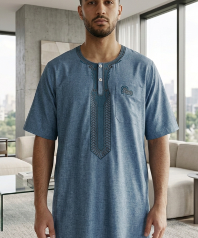 Alternative view of Qamis Urbain Chic – Coupe Moderne & Détails Brodés