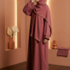 Abaya Élégance en Soie de Médine – Intégrale avec Hijab et bordures Dorés – Image 3