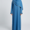 Abaya Élégance en Soie de Médine – Intégrale avec Hijab et bordures Dorés – Image 2