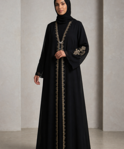 Ensemble "Sultanat" – Duo Robe & Kimono en Voile Brodé