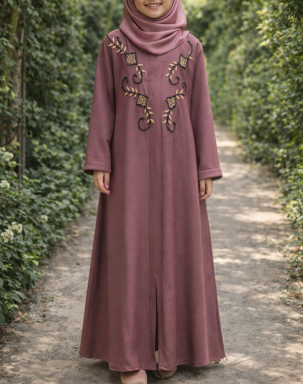 Abaya Fillette "Perles d'Orient" – Élégance & Tradition