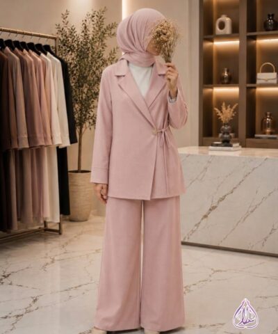 Ensemble Tailleur 2 Pièces – Veste Cache-Cœur & Pantalon