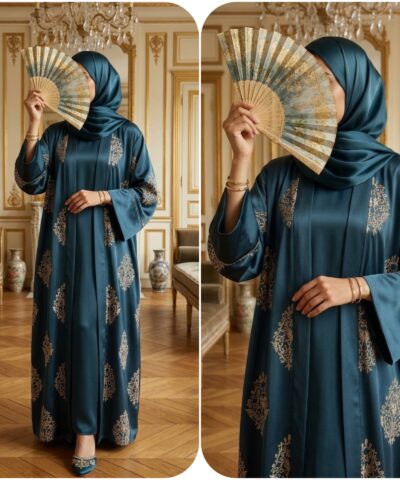 Kimono Sultana — Soie Fluide & Arabesques Beige Clair