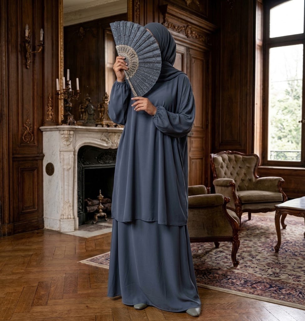 Abaya Illusion – L'ensemble 2-en-1 en Soie de Médine