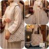 Grand Sac Cabas Artisanal marocain imprimés Berbères – Tissage Géométrique Écru & Noir