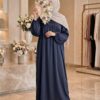 Robe Longue Yasmine — Coupe Froncée Poitrine & Manches Ballon